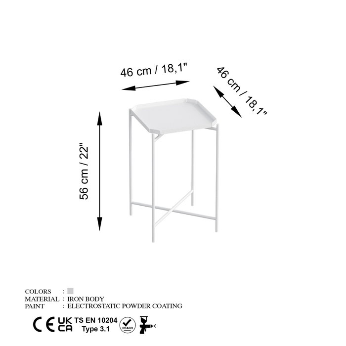 Hanah Home Shb-008-B Mesa de centro metálica blanca Hanah Home Shb-008-B Mesa de centro metálica blanca